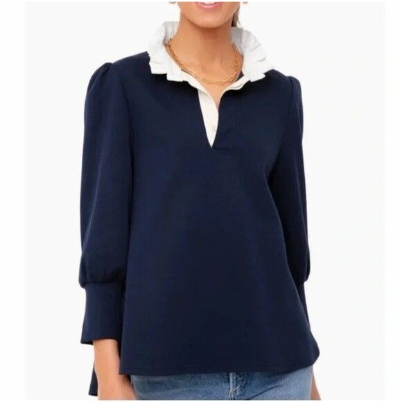 Pomander Place Tops - Pomander Place Tuckernuck Charlotte Terry Top Ruffle Collared Sweatshirt M